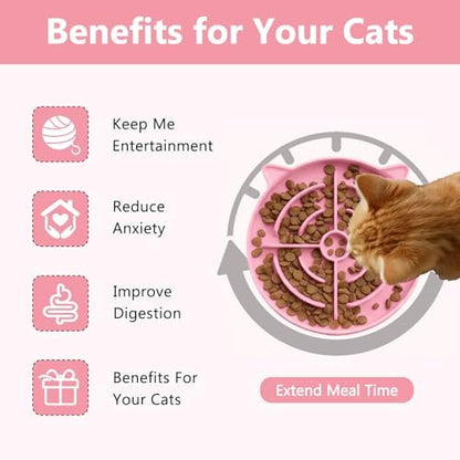 YINEYA 2 Pcs Silicone Slow Feeder Cat Bowl, Cat Slow Feeder for Food Training, Interactive Puzzle Bowls for Puppy, Kitten Dishes to Prevent Overeating, Treat Toys Suitable for Dry and Wet Food - Image 3