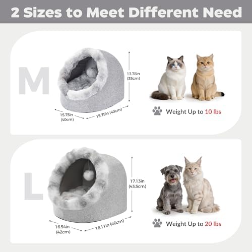 Avont Cat Bed Cave for Indoor Cats, Semi-Enclosed with Washable Cushion - Image 2