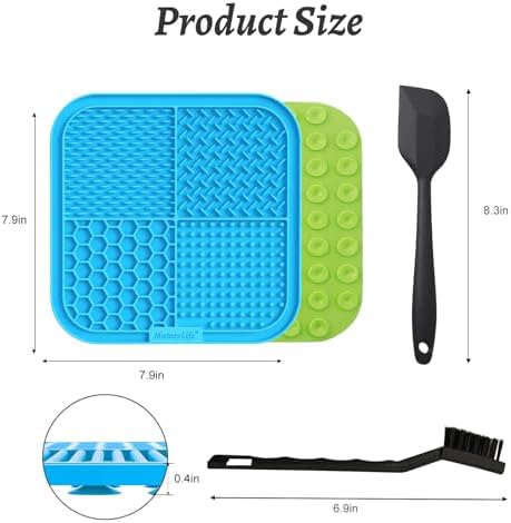 MateeyLife 2PCS Large Lick Mat for Dogs and Cats, Licking Mats for Dog Anxiety Relief, Cat Peanut Butter Lick Pad for Boredom Reducer, Dog Treat Mat Perfect for Bathing Grooming Blue&Green - Image 6