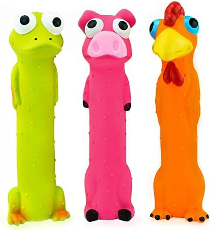 CHIWAVA 3PCS 9" Squeaky Latex Dog Toy Standing Stick Animal for Medium Dogs - Image 2