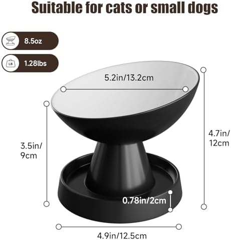 Raised Cat Food Bowl, Ceramic 15° Tilted Cat Bowl(Black) - Image 5