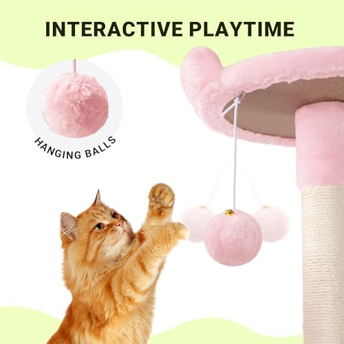 Allewie 64 Inches Multi-Level Cat Tree Tower for Indoor Cats Pink - Image 5
