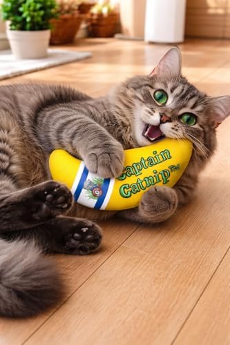 Captain Catnip Cat Banana Toy, Kitten Interactive Toy, Fun Playing Cat Toy, Filled with Organic Catnip for Indoor Cats (Pack of 2) - Image 2