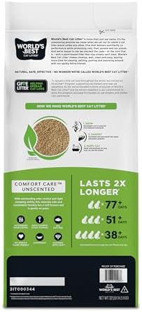 World's Best Cat Litter Comfort Care, Unscented, Odor Control, 32 lb Bag - Image 2