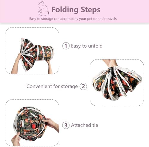 3 Way Cat Tunnel Collapsible Fun Pet Play Tube Toys for Cats, Kittens, Puppies & Rabbits - Portable Tunnel with Hanging Ball for Indoor Play, Hideout & Exercise - Image 3