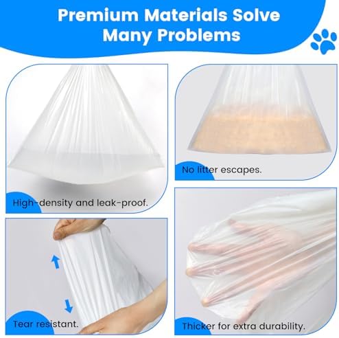 60 Count Cat Litter Box Liners Bags, Extra-Thick Cat Waste Bags for Self-Cleaning Litter Box, Drawstring Litter Liner Trash Bags for Automatic Box Self Cleaning-17.7" x 19.68" - Image 4
