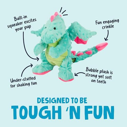 goDog Dragons Squeaky Plush Dog Toy with Chew Guard Technology, Durable Fabric & Squeaker for Active Play, Seafoam, Large - Image 2