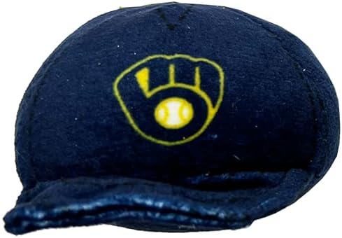 Best Plush CAT Toy - MLB Milwaukee Brewers Complete Set of 3 Piece Cat Toys Filled with Catnip. Incld: 1 Baseball Cap Cat Toy, 1 Baseball Cat Toy with Feathers & 1 Beer Bottle. Beautiful Team Logos - Image 2