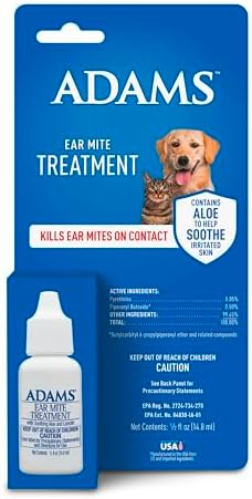ADAMS Ear Mite Treatment for Dogs & Cats, Soothing Aloe, 0.5 Fl Oz by Adams