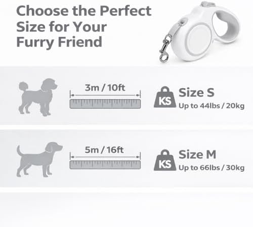 10-16FT,66LBS,Highly Reflective Retractable Dog Leash,S-Gray - Image 3