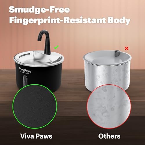 Viva Paws Cat Water Fountain Stainless Steel – Ultra-Quiet Automatic Drinking Fountain for Cats, 2.2L Indoor Pet Fountain with 4-Stage Filtration for Fresh & Clean Water - Image 3