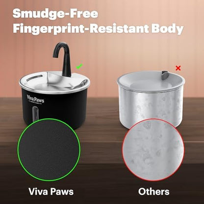 Viva Paws Cat Water Fountain Stainless Steel – Ultra-Quiet Automatic Drinking Fountain for Cats, 2.2L Indoor Pet Fountain with 4-Stage Filtration for Fresh & Clean Water - Image 3