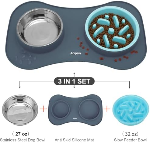 Slow Feeder Dog Bowls 3 in 1 Stainless Steel Food Water Bowl to Slow Eating - Image 3