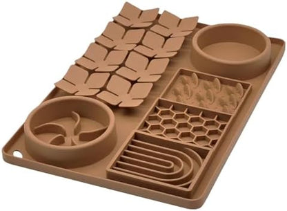 Slow Feeder Bowl, Silicone Lick Mat with Suction Cups for Dog Cat, Snuffle Mat for Pet Smell Training, Puzzle Toys for Bored Puppy, Interactive Sniff Mat for Slow Eating and Keep Busy, Brown by Unknown