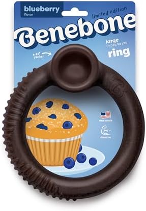 Benebone Ring Dog Chew Toy for Aggressive Chewers, Blueberry, Large by Benebone