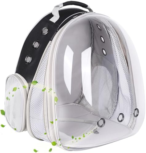 Front Expandable Large Cat Backpack Carrier, Fit up to 20 lbs, Space Capsule Bubble Window Pet Carrier Backpack for Large Fat Cat and Small Puppy by halinfer
