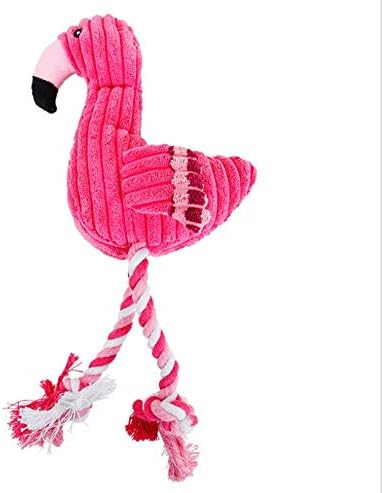 Dog Plush Toys,Cute Flamingo Durable Squeaky Teething Toys for Puppy, Interactive Stuffed Dog Chew Toys for Small-Large Dogs