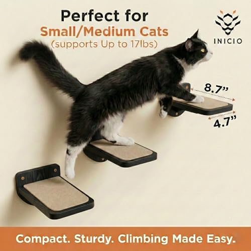 INICIO Cat Wall Steps, Set of 3, Black - Image 2