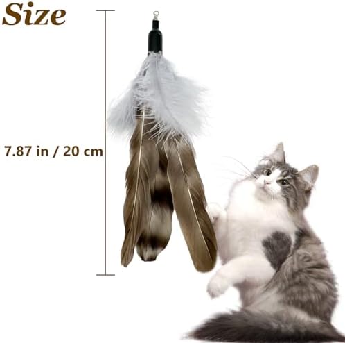 Cat Feather Toys Refills Da Bird Feathers Refills, 8 Pieces Cat Wand Replacement Feathers for Cat Toy, Brown 8PCS - Image 3