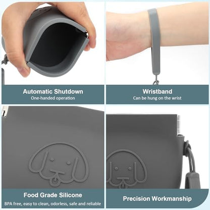 WALLFID Silicone Dog Treat Pouch Small Bag,Auto Closure,with Pet Training Clicker,Walking Bag for Dog and Cat,Pocket Size,Easy to Clean,Odorless (dark gray) - Image 4