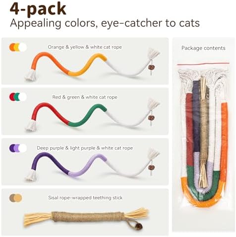Interactive Cat Toys for Indoor Cats, 3 Chew Ropes 1 Silvervine Stick - Image 6