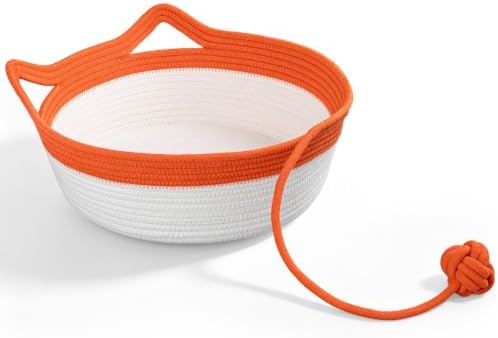 Cotton Rope Woven Cat Bed, Instinct Pet Basket with a Play Ball, Large - Image 2