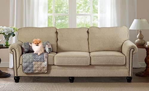 Brilliant Sunshine Latte Grey Paris & Toile Dog Sofa Slipcover, Small - Image 2
