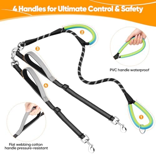 XiaZ Double Dog Leash for Two Dogs Perfect for Small Medium Dogs, 3/8”Black - Image 2