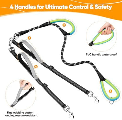 XiaZ Double Dog Leash for Two Dogs Perfect for Small Medium Dogs, 3/8”Black - Image 2