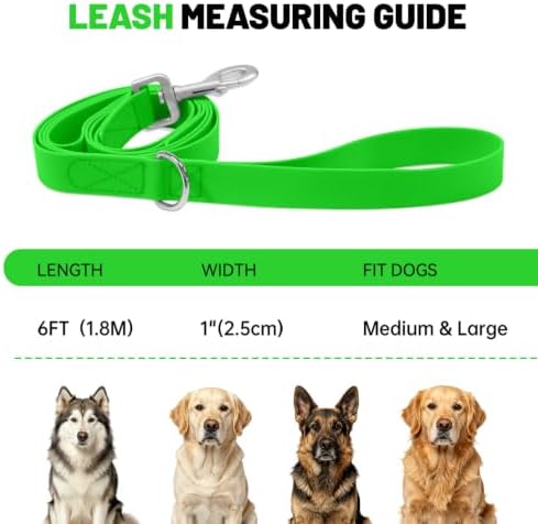 Waterproof Dog Leash with Double Handle, 6 FT Durable Odor-Proof Dog Leashes with Strong Aviation Aluminum Hooks Fits Small Medium or Large Dogs - Image 4