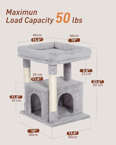 23.6" Cat Tree for Large Cat, 19 * 15.8 in Large Perch, Light Gray - Image 5