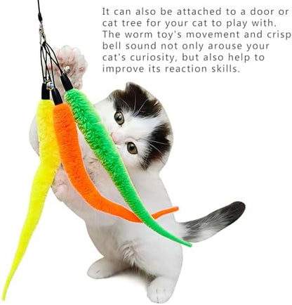 miwoowim 11PCS Cat Wand Refills, Fuzzy Worms with Bells & String with Clasp - Image 4