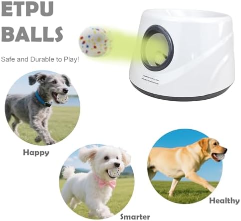 MEKAPLE Automatic Dog Ball Launcher, Upgraded Interactive Dogs Balls Thrower for Small Dogs, Distance Adjustable Mental Stimulating Dog Toys with 4 Durable Etpu Balls 2.2 Inch (Silver Grey) - Image 2