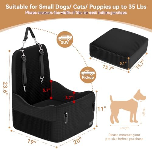 PETSFIT Dog Car Seat with Patented Safety System, 5" Elevated Cushion - Image 5