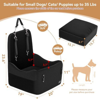 PETSFIT Dog Car Seat with Patented Safety System, 5" Elevated Cushion - Image 5