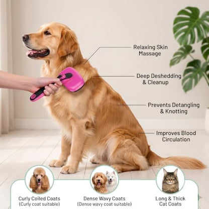 5 PCS Cat & Dog Grooming Kit Brush, Self-Cleaning Slicker Hair Brush, Nail Clipper, Undercoat Rake, Pet Bath Brush with Removable Screen,Pet Comb for Short & Long Haired Dogs Cats, Pink - Image 4