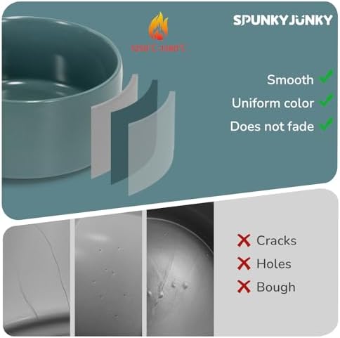 SPUNKYJUNKY 28.7OZ Ceramic Dog and Cat Bowl, Modern Cute Weighted Food Water Bowl for Replacement Light Green (1 Pack) - Image 5