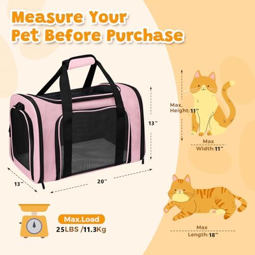 Large Cat Carrier Soft Up to 28 Lbs, Breathable Pet Bag with Steel Frame - Image 2