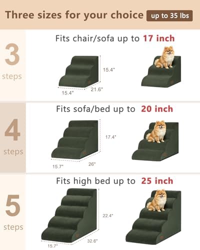 Aodisman Dog Stairs for High Beds,5 Step Pet Ramp for Dogs and Cats,22.4" H - Image 2