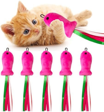 Catnip Toys, 5PCS Soft Plush Pink Fish Cat Toy Chew Kitten Toys by ZeyZoo