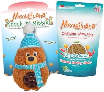 Meowijuana Knock 'n' Nibble Toy & Treat Bundle | Winter Buddy & Seafood by Meowijuana