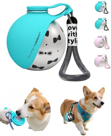Portable Dog Water Bottle for Small Dogs: 285ml 2-in-1 Insulated Compact Leak-Proof Stainless Steel Round Water Dispenser with Collapsible Bowl for Daily Walks, Short Hikes & Travel by Unknown