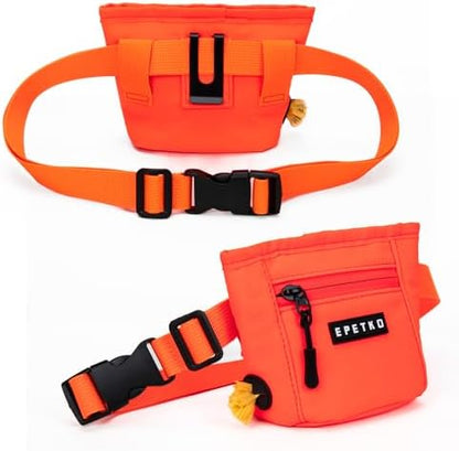 Dog Treat Pouch, Powerful Magnet Closure Device Dog Training Treat Bag Large Capacity Pet Treat Pouch with Poop Bag Dispenser Treat Bag for Dog Training with Metal Waistband Clip (Orange) - Image 2