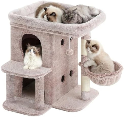 Heybly 26.3" Cat Tree for Large Cats with Big Perch & Dual Condos HCT204SMU - Image 3