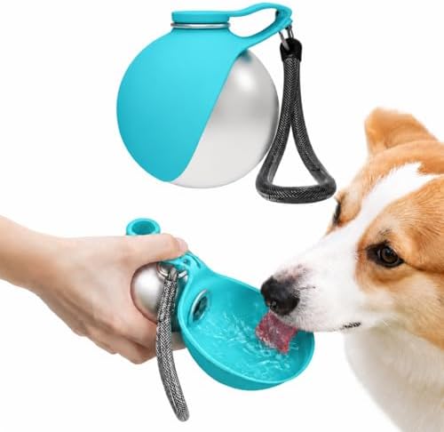 2-in-1 Portable Dog Water Bottle, 10 oz Stainless Steel with Foldable Bowl by Unknown