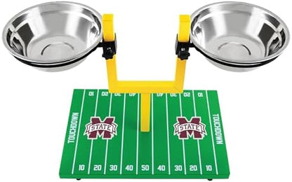 NCAA Mississippi State Bulldogs Goalpost Football Field Dog Feeder – Adjustable Elevated Dog Bowls with Stand, 2 Stainless Steel Bowls, Non-Slip Rubber Feet, Raised Pet Feeder for Large & Small Dogs - Image 5