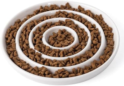 Ceramic Cat Slow Feeder,Shallow and Wide Opening Dish for Whisker Friendly by SLSON