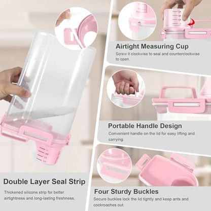 Dog Cat Food Storage Container with Cup (Pink, 2.5L) - Image 4
