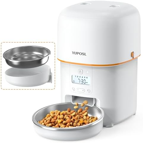 Yuposl Automatic Cat Feeders - 2L Cat Food Dispenser Easy to Use, Timed Automatic Pet Feeder with Over 180-day Battery Life, 1-6 Meals Dry Food Programmable Portion Control Also for Dogs by Yuposl