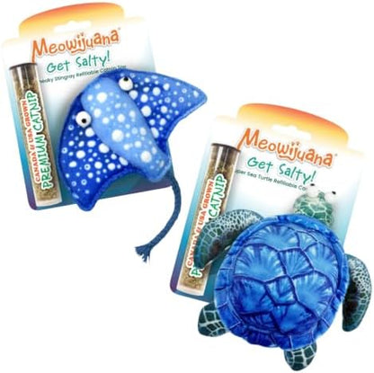 Meowijuana Salty Sesh Bundle | Sea Turtle & Stingray Refillable Cat Toys by Meowijuana
